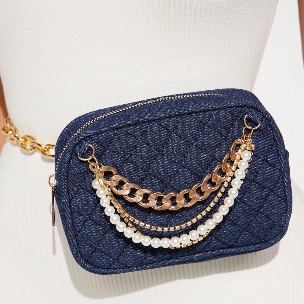 •Denim & Pearls• Belted Chain Link Belt Bag - Picture 3 of 3